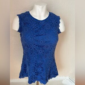 Adiva Royal Blue Floral Lace Blouse